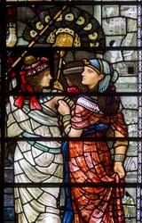 Durham Cathedral, Holday Workshop, Henry Holiday, Moses forlader Faraos hof, detalje, 1895