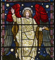 Kirkstall, St Stephen, Heaton Butler & Bayne, Henry Holiday, The Memory Of The Just Is Blessed detalje, Ordsprogene Kapitel 10, Vers 7, ca. 1870