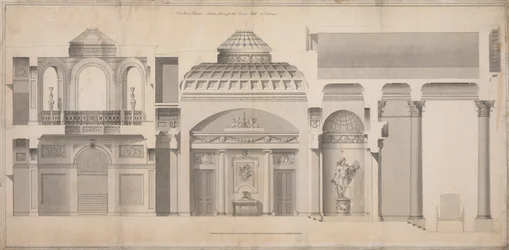 Carlton House, Pall Mall, London: Sektion af Portico, Hall and Tribune