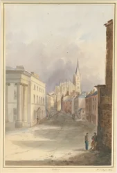 Walsall Town and Church: vandfarvemaleri, 1844