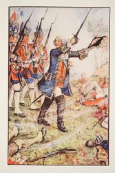 George II ved Dettingen, 1743, illustration fra 