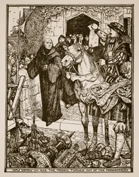 Hvordan Henrik VIII fik munkene vendt ud af klostrene, illustration fra 