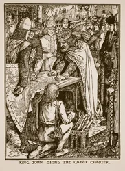 King John synger The Great Charter, illustration fra 