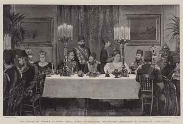 Sultanen af Tyrkiet derhjemme, Abdul Hamid underholdt den britiske ambassadør til middag i Yildiz Kiosk