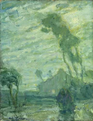Landskab (olie på pap; pastel-/kridtskitse på bagsiden)