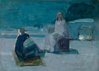 Studie for Kristus og Nikodemus på et tag, ca. 1923.