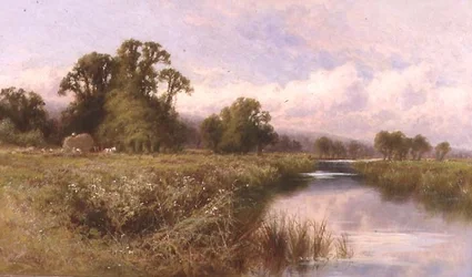Meadow Landscape nær Marlow-on-Thames (olie på lærred)