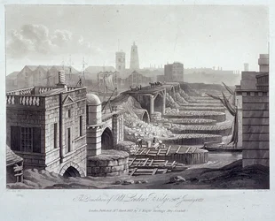 London Bridge old, London, 1832