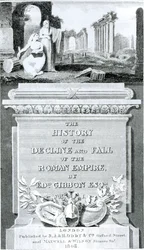 Titelbladet til "The History of the Decline and Fall of the Roman Empire" af Edward Gibbon, bind 1, 1808