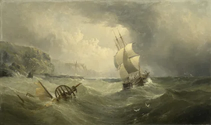 Forsendelse ud for kysten i et stormfuldt hav, 1874