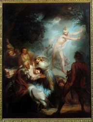 Den hjemsøgte skov. Maleri af Henry Singleton (1766 - 1839).