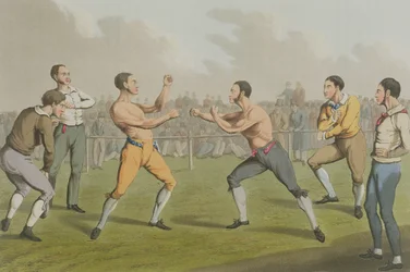 A Prize Fight, aquatinted af I. Clark, pub. af Thomas McLean, 1820 (akvatint)