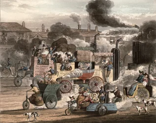 En udsigt over Whitechapel Road fra `Progress of Steam, 1828