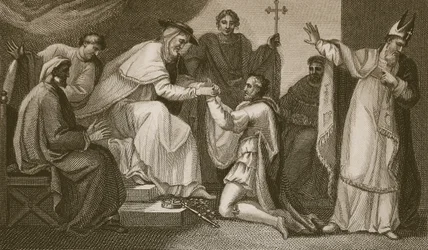 Indsendelse af John, indgraveret af Delatre, illustration fra David Humes 