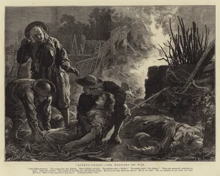 Treoghalvfems, krigens rædsler