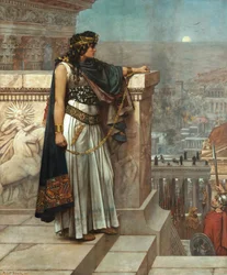 Romersk oldtid: ""Zenobies sidste kig på Palmyra"" Kejserinde af Palmyra Septimia Bathzabbai Zenobia taget til fange af den romerske kejser Aurelian skal forlade sit rige, 272"" Maleri af Herbert Gustave Schmalz (1856-1935) 1888 Kunstgalleri oh