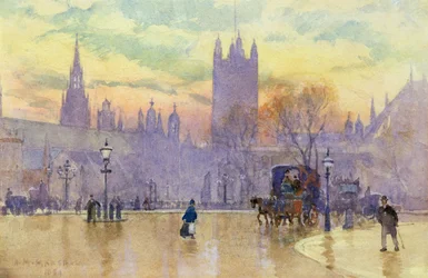 Parliament Square at Dusk, 1889 (wc på papir) (par 105487)