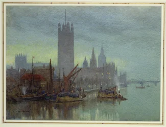 Twilight fra Lambeth Bridge (wc på papir)
