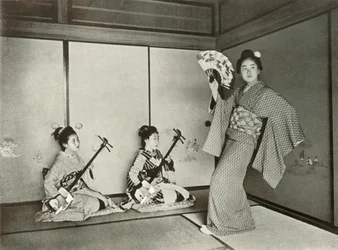 En geisha danser, 1910.