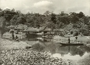 Ha-Kei-Tei kro og have ved Hikone, 1910.