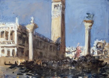 Piazzetta fra kanalen (blyant, akvarel og kropsfarve)