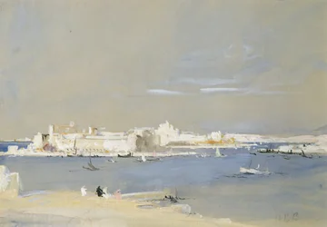 The Harbour, Valletta, Malta (wc & kropsfarve på tonet papir)
