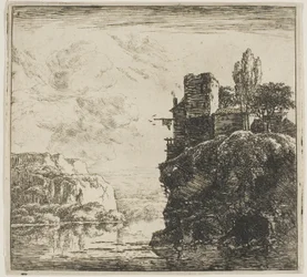 En flod mellem klipper, fra serien Set of Landscapes