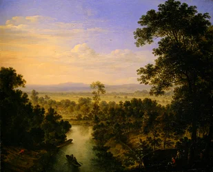 Panoramalandskab med en flod