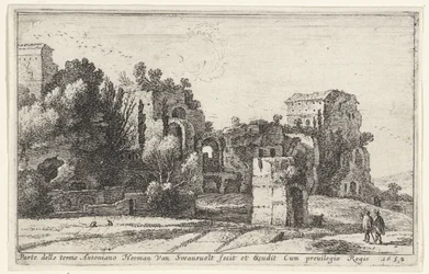 Udsigt over Caracalla-badene Parte delle terme Antoniano (titel på objekt) Titelside og tolv visninger af Rom og dets omgivelser (serietitel) Diverse veuës dedans et dehors de Rome (serietitel)