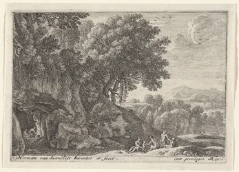 Satyrer omkring bålet i en hule Landskaber med satyrer (serietitel)
