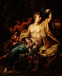 Bacchante med en putto, satyrer og nymfer