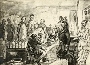 Abraham Lincoln på sit dødsleje, ca. 1865