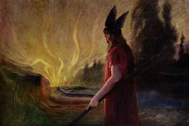 Da flammerne stiger, går Odin, 1909