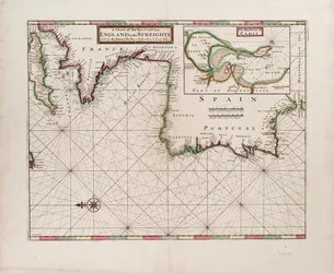 Et kort over havkysten fra England til Stræderne
