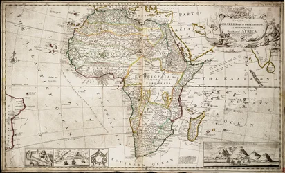 Kort over Afrika, ca. 1715 (koloreret stik)