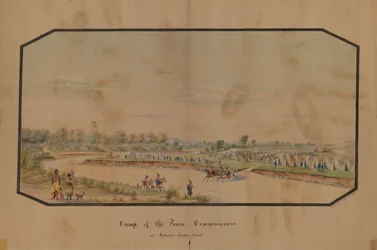 Fredskommissærernes lejr ved Medicine Lodge Creek, 1867.