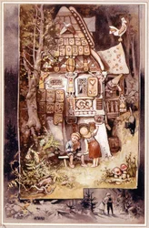 Hans og Grete, eventyr af Brødrene Grimm - illustration af Hermann Vogel