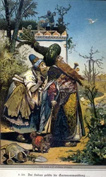 Illustration af Vogel til fortællingen om brødrene Jacob (1785-1863) og Wilhelm (1786-1859) Grimm: "Den gamle sultan"