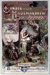 Børne- og husfortællinger, 1812: Brødrene Grimms eventyr. Omslag af Hermann Vogel fra 1894 med Snehvide.