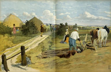 Bønderne så passagen af plyndrere og plyndrer, der blev taget til fange af den kongelige hær af Henrik IV (1553-1610). Illustration