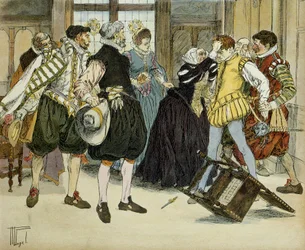 Jean Châtels (1575-1594) attentat den 27. december 1594, da han under en kongelig audiens trængte ind på Gabrielle d