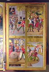 Scener fra St. Victors liv fra den indre del af højre ydre fløj af det tidligere hovedalter i St. Nicholass Church, 1481 (tempera på panel)