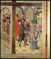 St. Victor af Marseille vælter det hedenske idol, fra St. Nicholas Kirkes højalter, 1481 (detaljer) (se 197689-92)