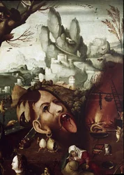 The Temptation of St Anthony (Temptation of St Anthony) Detailmaleri af Henri Met de Bles dit Civetta (1480-1550) Dim 78,5x97,2 cm Venedig Museo Correr