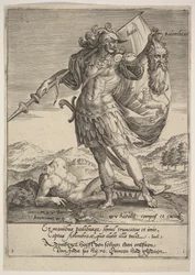 Juda med Adonibezeks hoved, fra Willem van Haecht, Tyrannorum proemia, 1578, 1578.