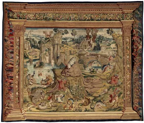 Gobelin inspireret af Hieronymus Boschs værk, ca. 1560 (guld, sølv, silke og uld)