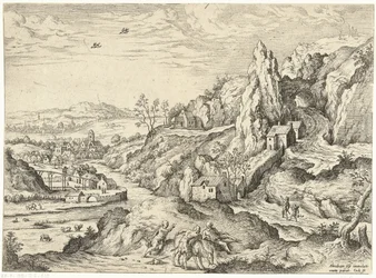 Abraham og Isak på vej til offerstedet Landskaber med bibelske og mytologiske scener (serietitel)
