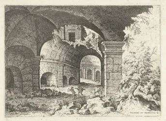 Ottende udsigt over Colosseum i Rom Colossi til prospekt vs 8 (titel på objekt) Romerske ruiner (serietitel)