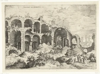 Tredje udsigt over Colosseum i Rom Kolosser til prospekt vs (titel på objekt) Romerske ruiner (serietitel)