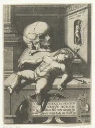 Vanitas-forestilling med barn og kranium (Hodi mihi kras tibi / Today I, tomorrow du)